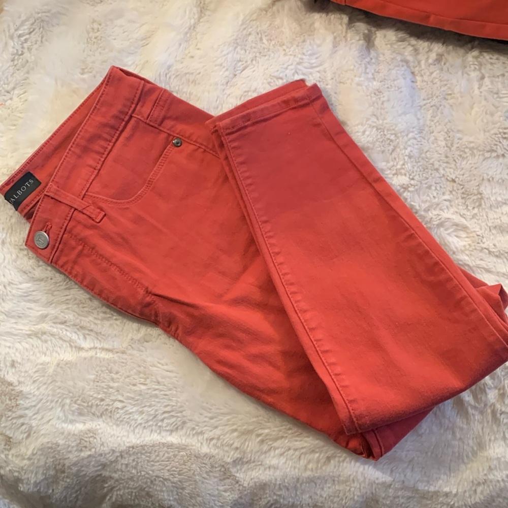 Talbots denim Jegging, dark salmon 4